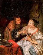 MIERIS, Frans van, the Elder Carousing Couple oil painting on canvas